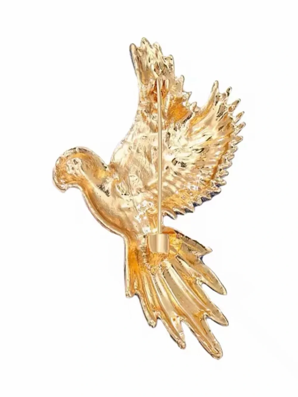CRYSTAL ENAMEL FLYING PARROT BROOCH / PIN / PENDANT